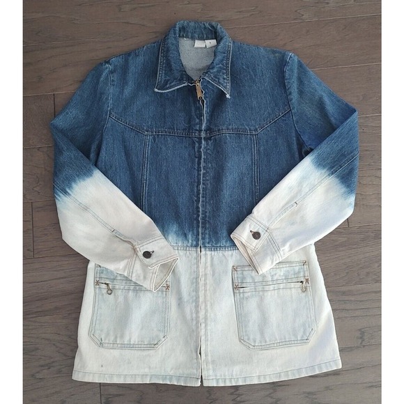 Levis Strauss &Co. 1970s Vintage Chore Jacket- Orange Tab-Bleach Dipped-Large - Picture 1 of 16